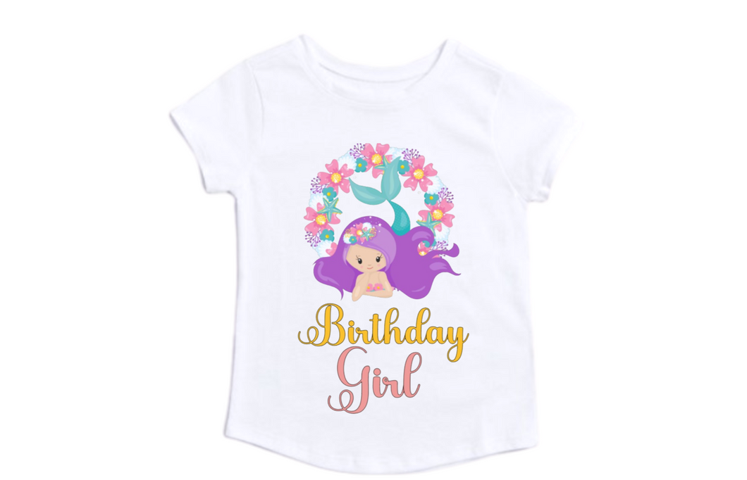 Mermaid Birthday Girl Shirt Mermaid Birthday T-shirt/Girl Birthday T-shirt