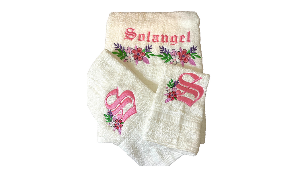 Monograms towels Embroidery Flowers /Personal Monogram/Monogram Towels