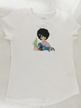 Load image into Gallery viewer, Embroidery Afro Girl American Mermaid Birthday/Girl Shirt Mermaid Birthday T-shirt/Personalized
