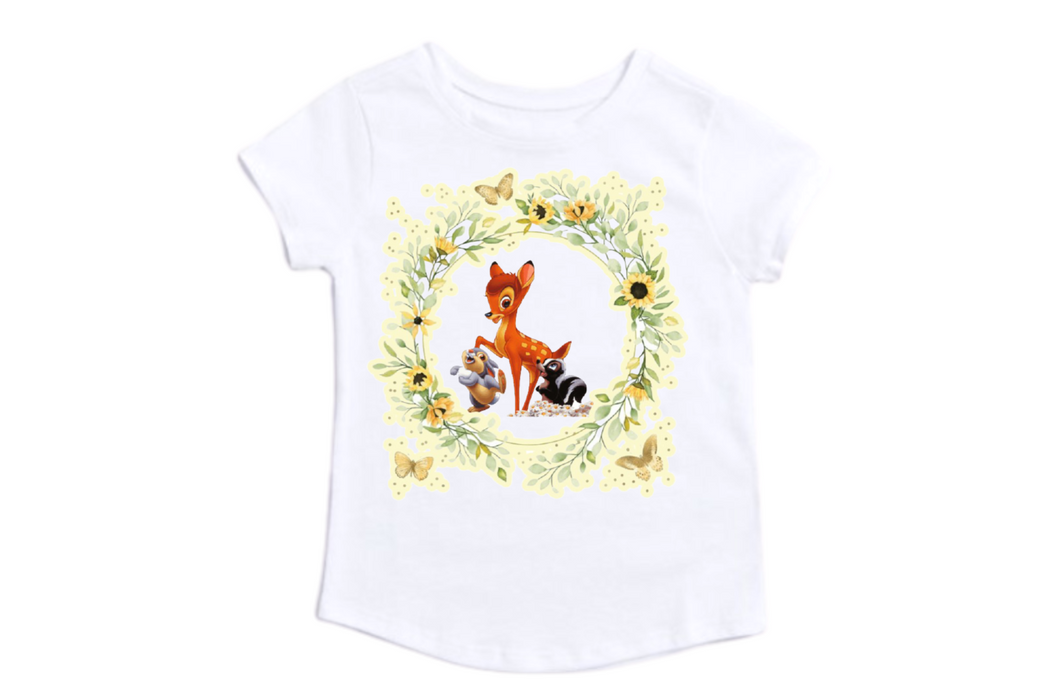 Bambi and Sunflowers Frame T-shirt/Bambi Girl Shirt/Bambi T-shirt/Girl Birthday