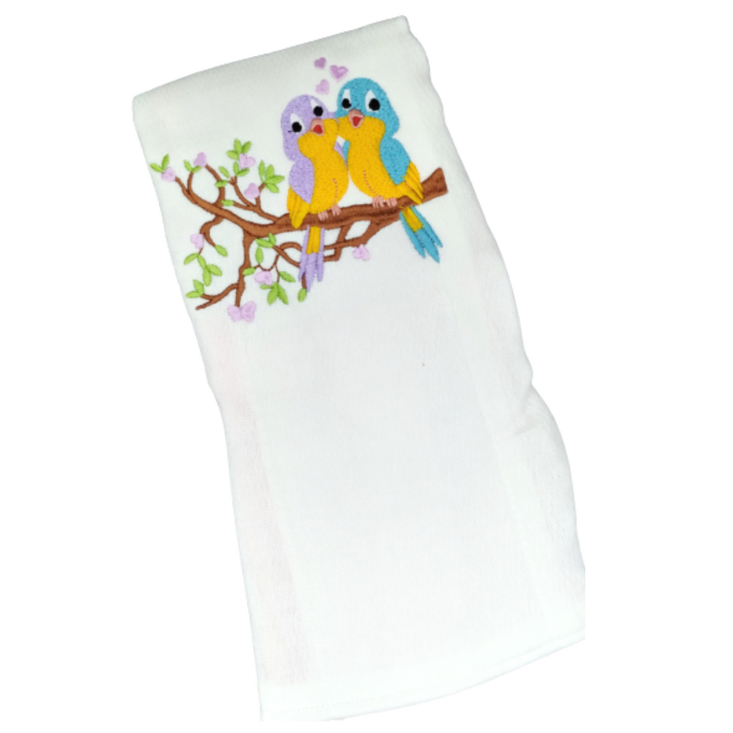 Burp Cloth Birds on the Branch Embroidered/Baby Accessories/ Burp Clothing Embroidered/Baby Shower/Baby Burp Cloth