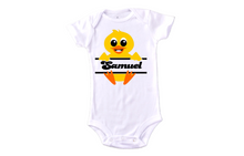 Load image into Gallery viewer, Baby Boy Duck/ Birthday/Newborn/Baby Onesie/ Bodysuit Personalized
