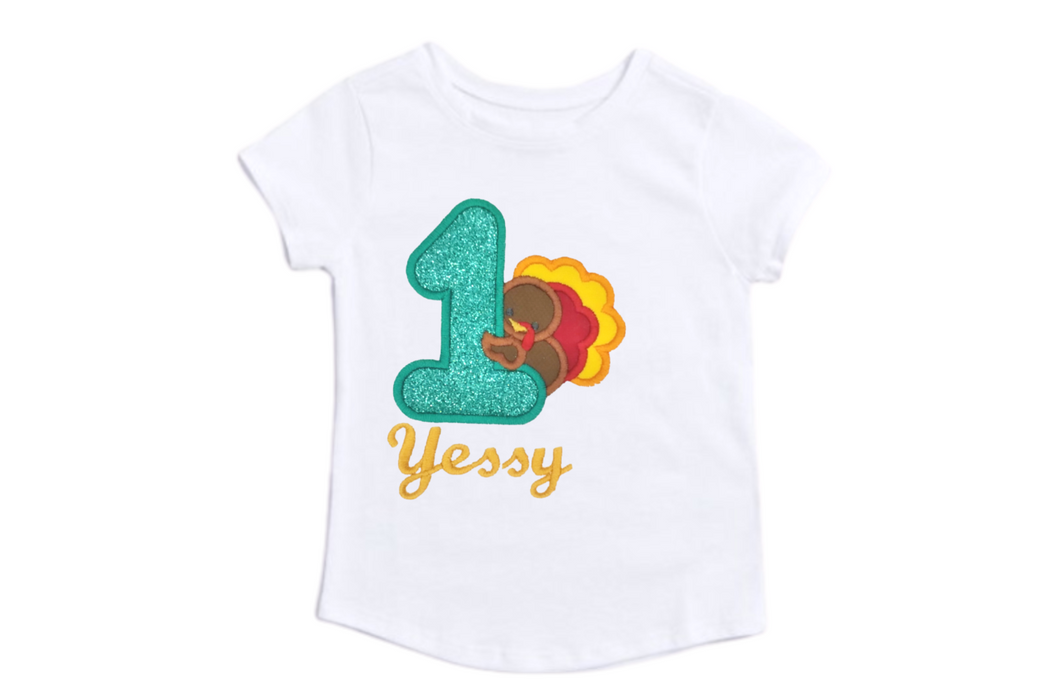First Thanksgiving Shirt/First Birthday/Thanksgiving T-shirt Toddler Tee Shirt/Girl/ Embroidered/Monogram/Fall Pumpkin Patch/ Personalized
