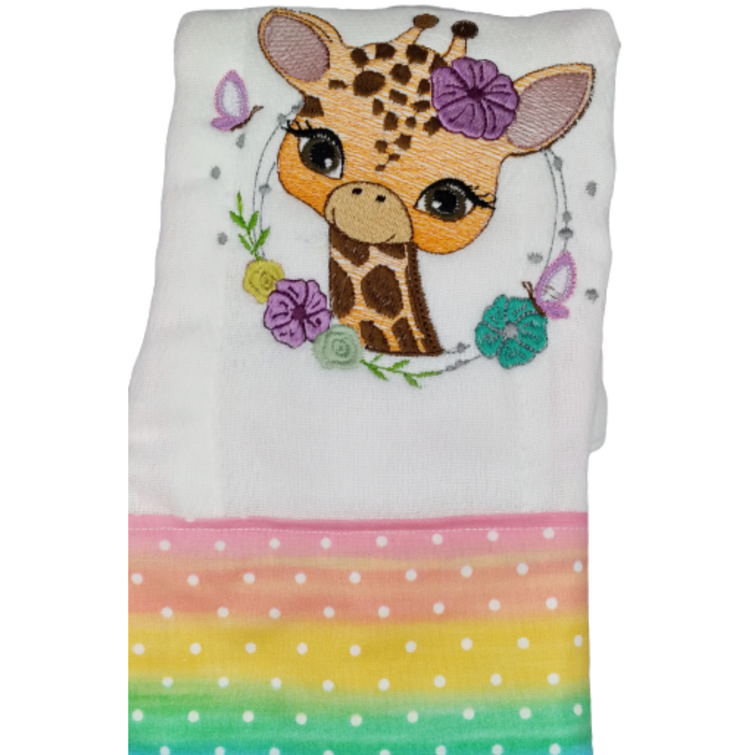 Baby Burp Cloth Giraffe Embroidered/Burp Cloth/ Baby Accessories Personalized