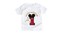 Load image into Gallery viewer, Mouse Boy Numbers Embroidery/I&#39;m One Birthday/Birthday T-shirt/Boy Birthday
