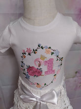 Load image into Gallery viewer, Flamingo Flowers  Embroidery  Design /T-shirt/Embroidery T-shirt/ Girl Embroidery/T-shirt
