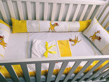 Load image into Gallery viewer, Bambi Crib Bedding Set/ Embroidered  Crib Bedding Set / Nursery Set/Bambi Quilt/ Bambi Nursery /Nursery Set/Embroidered Crib Set/Blanket
