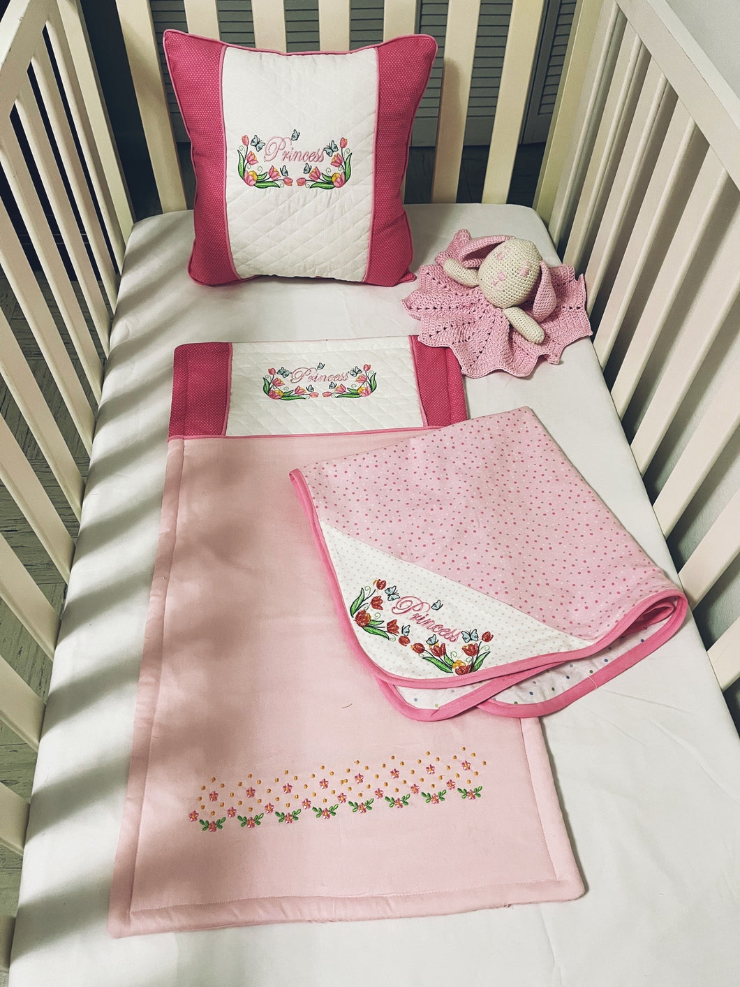 Princess Baby Girl Crib Bedding Set/Crib Bedding Set Girl/ Nursery Set/Pink Girl Blanket